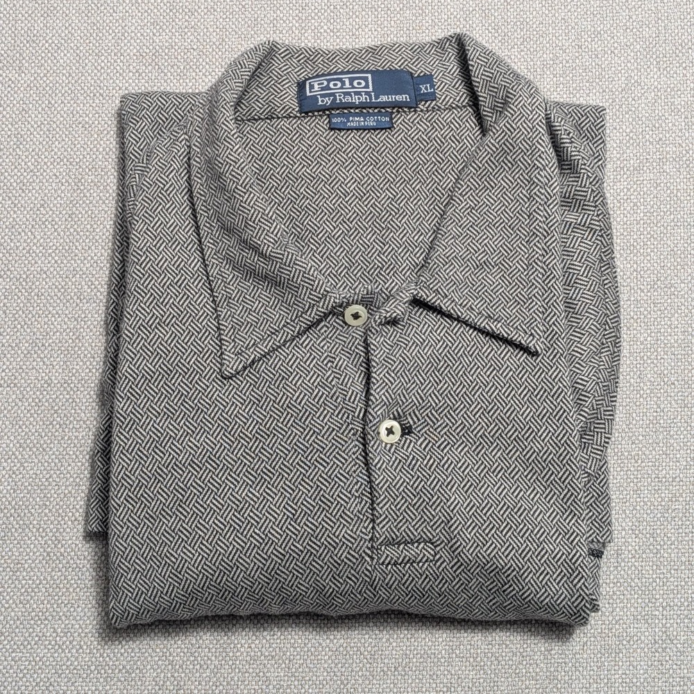 Polo Ralph Lauren Men's Gray XL Pima Cotton Herringbone Polo Shirt